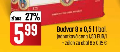 Budvar 8 x 0,5 l 1 bal.