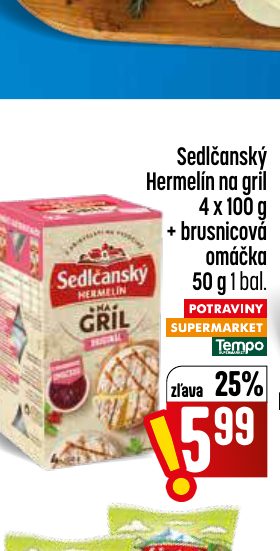 Sedlčanský Hermelín na gril 4 x 100 g + brusnicová omáčka 50 g 1 bal.