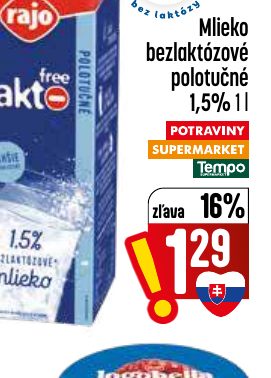 Mlieko bezlaktózové polotučné 1,5% 1 l
