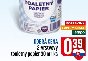 DOBRÁ CENA 2-vrstvový toaletný papier 30 m 1 ks