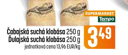 Čabajská suchá klobása 250 g Ďulajská suchá klobása 250 g
