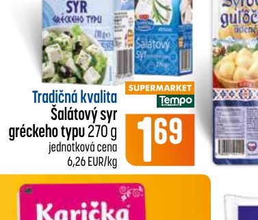 Tradičná kvalita Šalátový syr gréckeho typu 270 g
