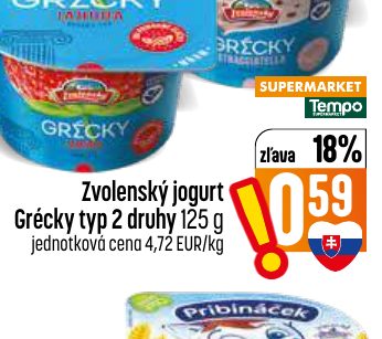 Zvolenský jogurt Grécky typ 2 druhy 125 g