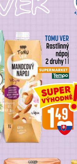 TOMU VER Rastlinný nápoj 2 druhy 1 l