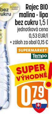 Rajec BIO malina - lipa bez cukru 1,5 l