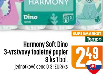 Harmony Soft Dino 3-vrstvový toaletný papier 8 ks 1 bal.