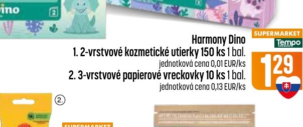 Harmony Dino 1. 2-vrstvové kozmetické utierky 150 ks 1 bal.