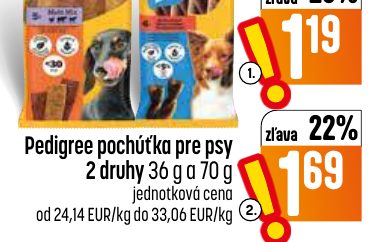 Pedigree pochúťka pre psy 2 druhy 36 g a 70 g