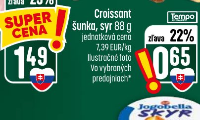 Croissant šunka, syr 88 g