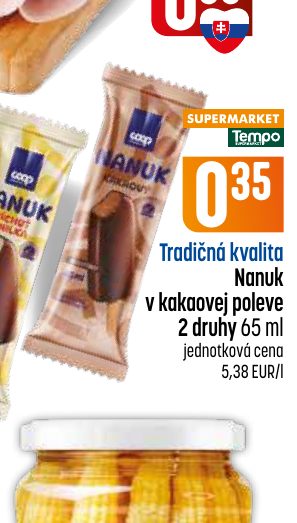 Tradičná kvalita Nanuk v kakaovej poleve 2 druhy 65 ml