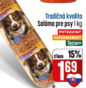 Tradičná kvalita Saláma pre psy 1 kg