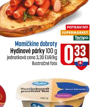 Mamičkine dobroty Hydinové párky 100 g