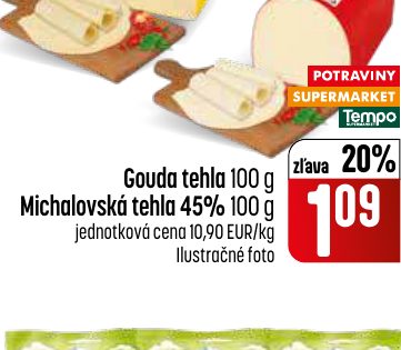 Gouda tehla 100 g Michalovská tehla 45% 100 g