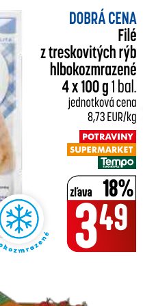 DOBRÁ CENA Filé z treskovitých rýb hlbokozmrazené 4 x 100 g 1 bal.