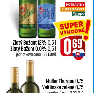 Zlatý Bažant 12% 0,5 l Zlatý Bažant 0,0% 0,5 l