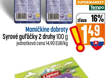 Mamičkine dobroty Syrové guľôčky 2 druhy 100 g