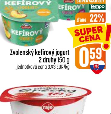 Zvolenský kefírový jogurt 2 druhy 150 g