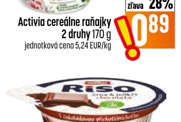 Activia cereálne raňajky 2 druhy 170 g
