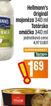 Hellmann's Originál majonéza 340 ml Tatárska omáčka 340 ml