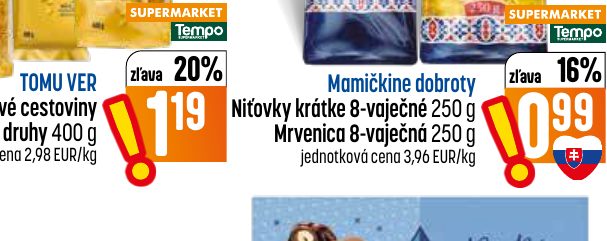 Mamičkine dobroty Niťovky krátke 8-vaječné 250 g Mrvenica 8-vaječná 250 g