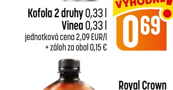 Kofola 2 druhy 0,33 l Vinea 0,33 l