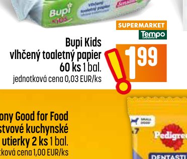 Bupi Kids vlhčený toaletný papier 60 ks 1 bal.