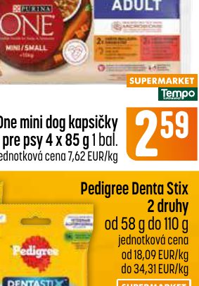 Pedigree Denta Stix 2 druhy od 58 g do 110 g