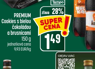 PREMIUM Cookies s bielou čokoládou a brusnicami 150 g