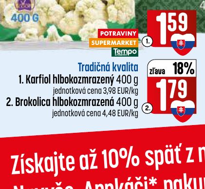 2. Brokolica hlbokozmrazená 400 g 2.