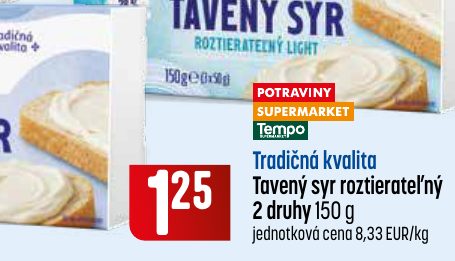Tradičná kvalita Tavený syr roztierateľný 2 druhy 150 g