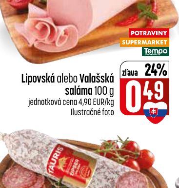 Lipovská alebo Valašská saláma 100 g