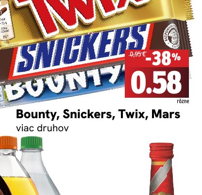 Bounty, Snickers, Twix, Mars