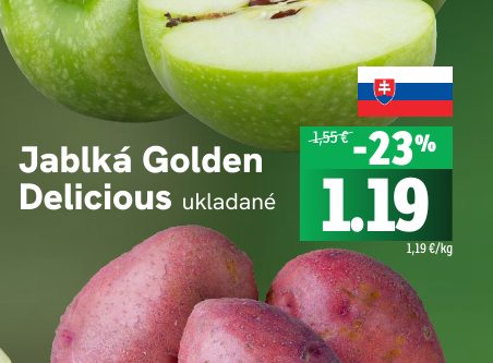 Jablká Golden Delicious ukladané